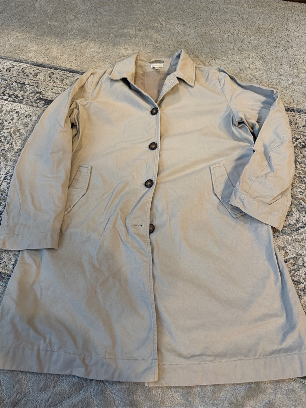Garnet Hill Light Beige Trench Coat with Button Front